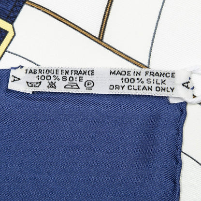 Hermes Scarf Blue White 100% Twillsilk — view 5