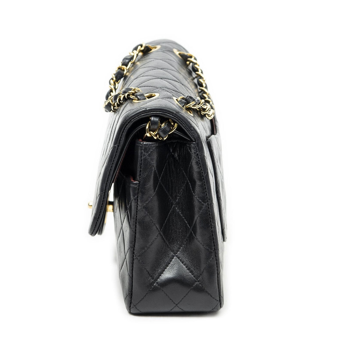 Chanel Quilted Double Flap Bag Black Lambskin Leather — view 3