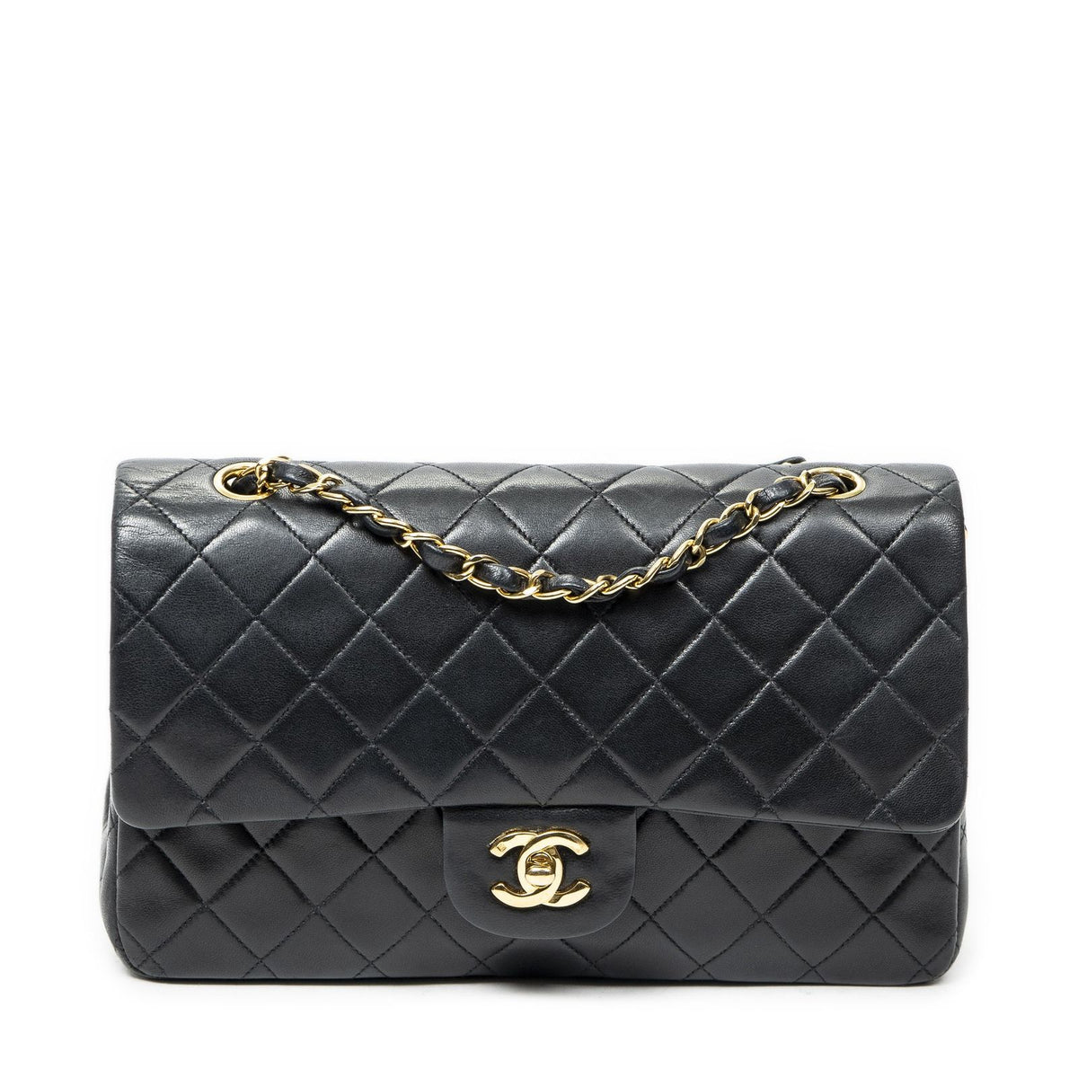 Chanel Quilted Double Flap Bag Black Lambskin Leather