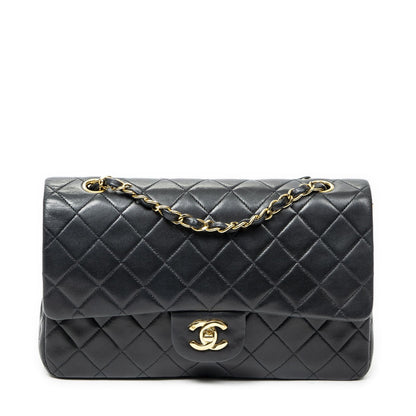 Chanel Quilted Double Flap Bag Black Lambskin Leather