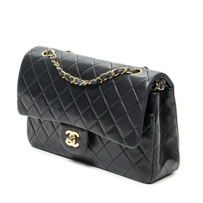 Chanel Quilted Double Flap Bag Black Lambskin Leather — view 2