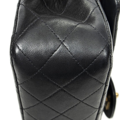 Chanel Quilted Double Flap Bag Black Lambskin Leather — view 7