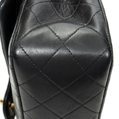 Chanel Quilted Double Flap Bag Black Lambskin Leather — view 8