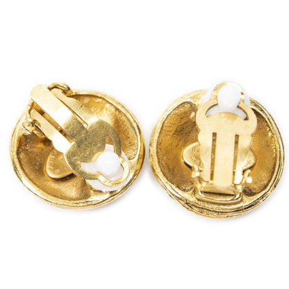 Chanel CC Logo Round Clip-On Earrings Gold Plated — view 2