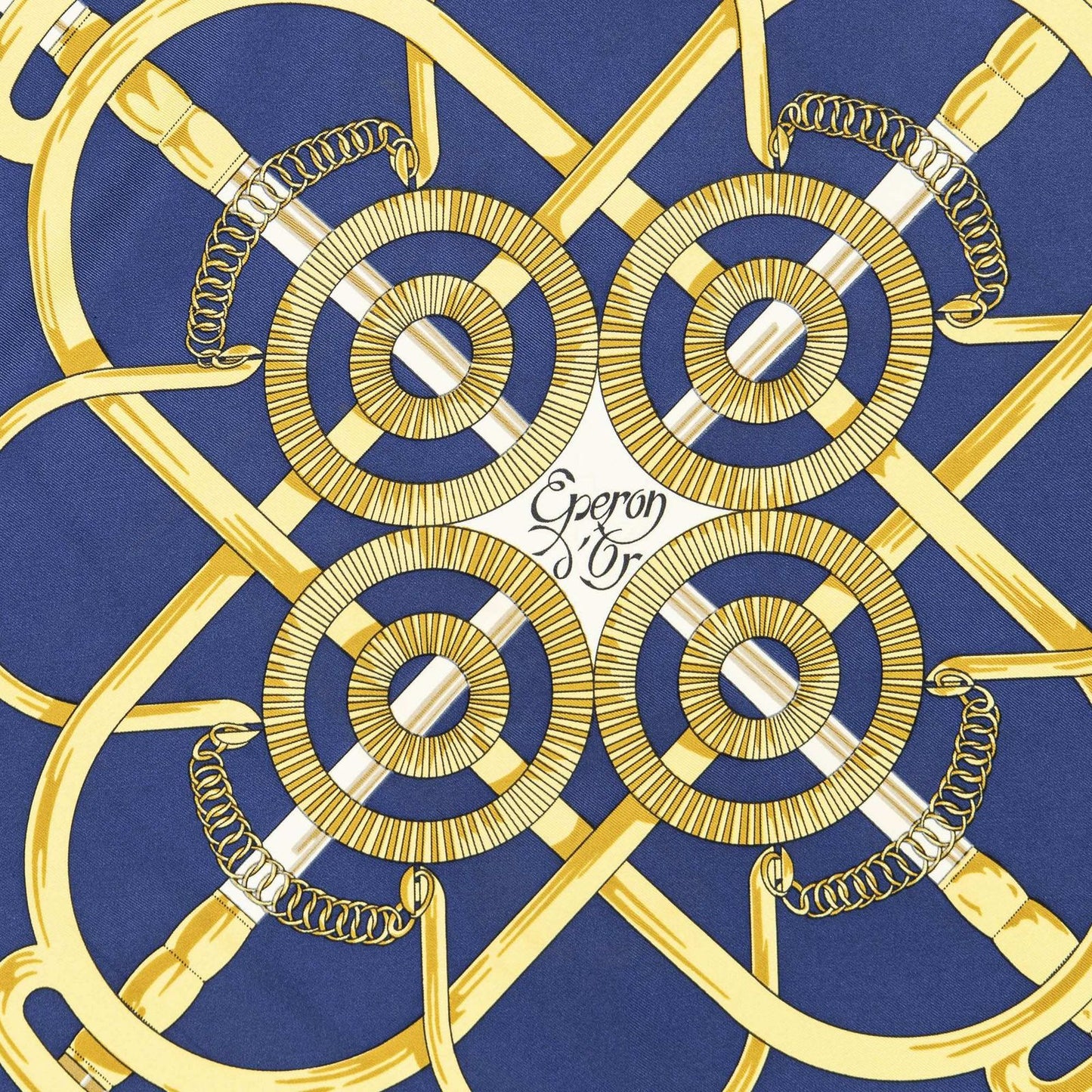 Hermes Scarf Navy Beige 100% Twillsilk — view 3
