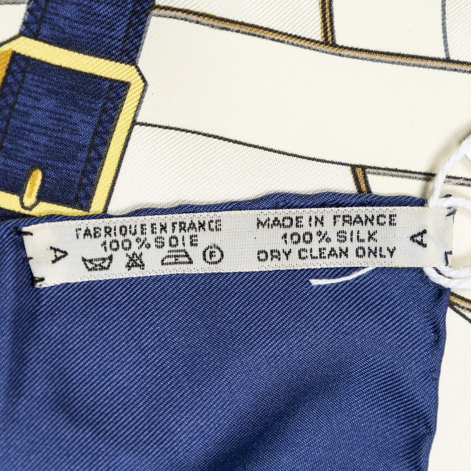 Hermes Scarf Navy Beige 100% Twillsilk — view 5