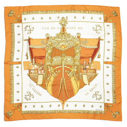 Hermes Scarf Orange White 100% Twillsilk — view 2