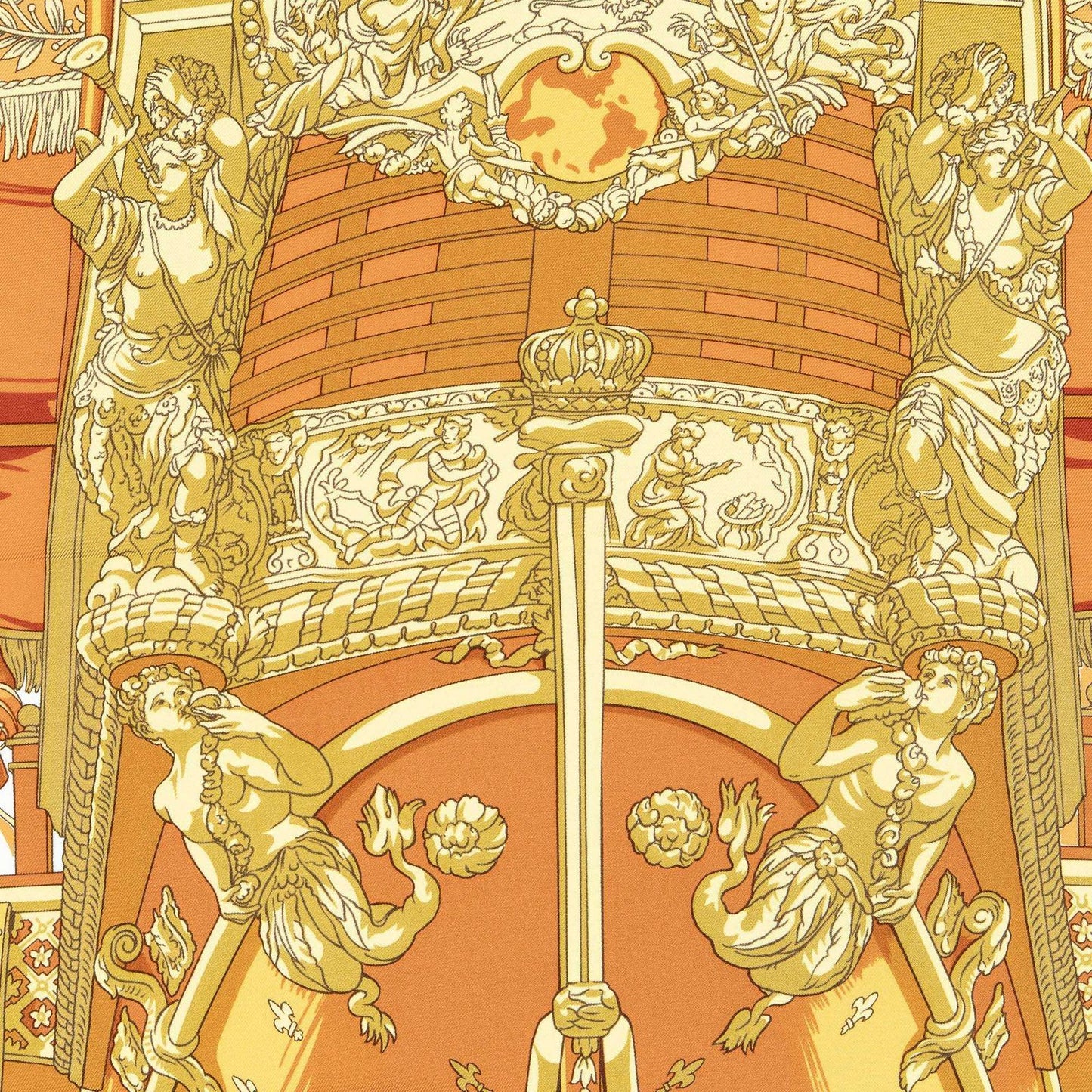 Hermes Scarf Orange White 100% Twillsilk — view 3