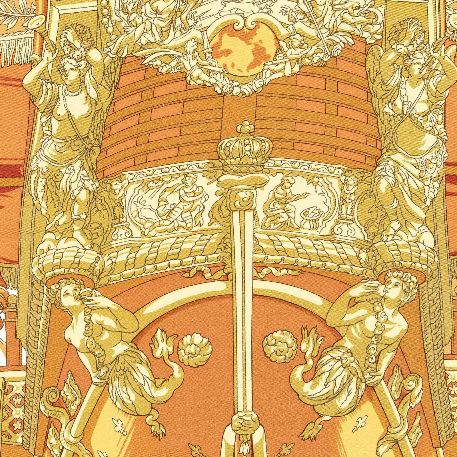Hermes Scarf Orange White 100% Twillsilk — view 3