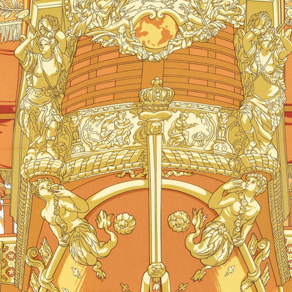 Hermes Scarf Orange White 100% Twillsilk — view 3