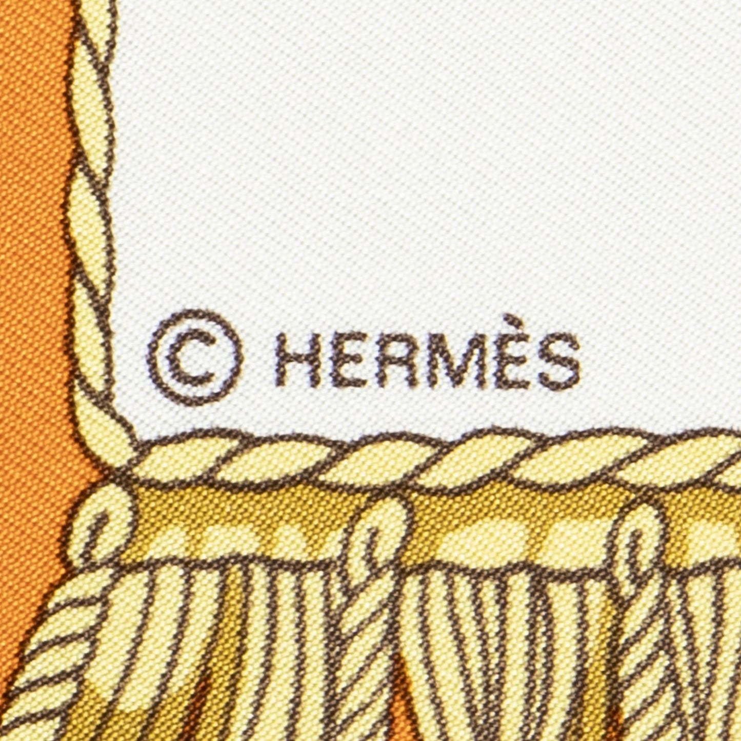 Hermes Scarf Orange White 100% Twillsilk — view 4