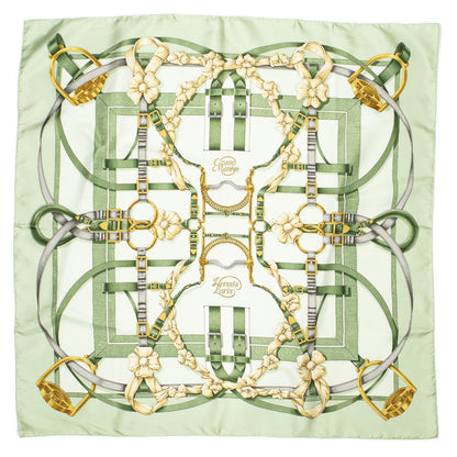 Hermes Scarf Green Gray 100% Twillsilk — view 2