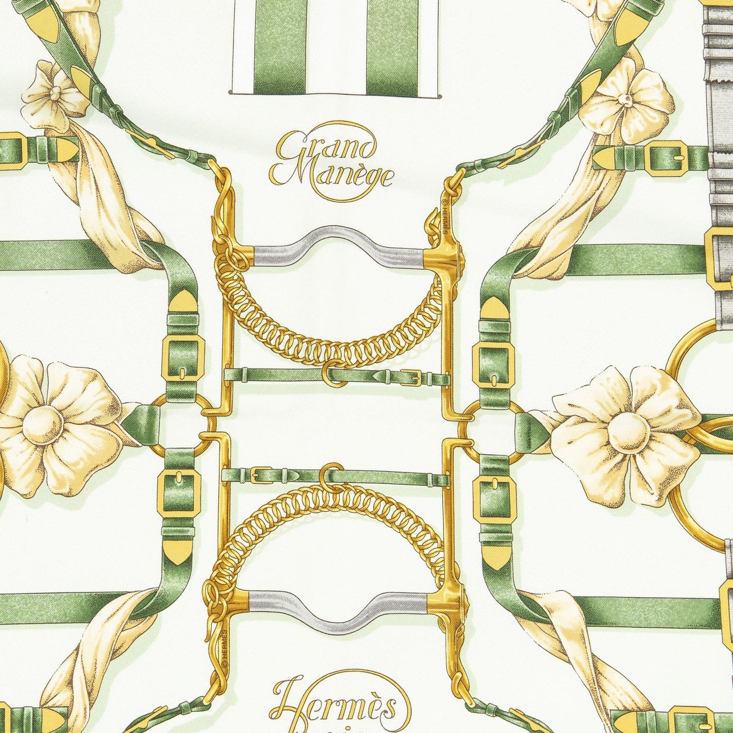 Hermes Scarf Green Gray 100% Twillsilk — view 3