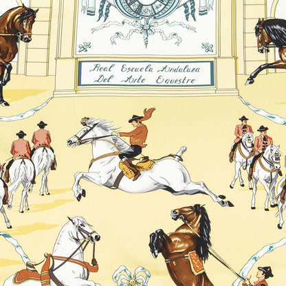 Hermes Scarf Yellow Brown Blue 100% Twillsilk — view 3