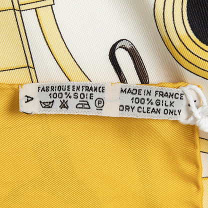 Hermes Scarf Yellow Brown Blue 100% Twillsilk — view 5
