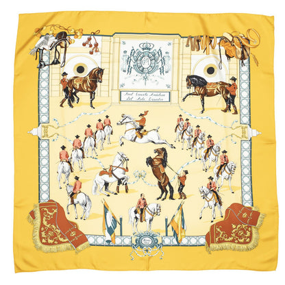 Hermes Scarf Yellow Brown Blue 100% Twillsilk — view 2
