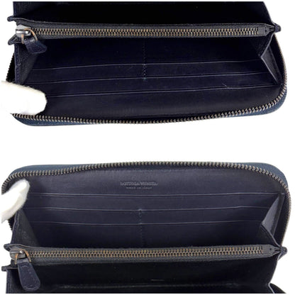 Bottega Veneta Wallet Round Zippy Black Intrecciato Leather Patent — view 8