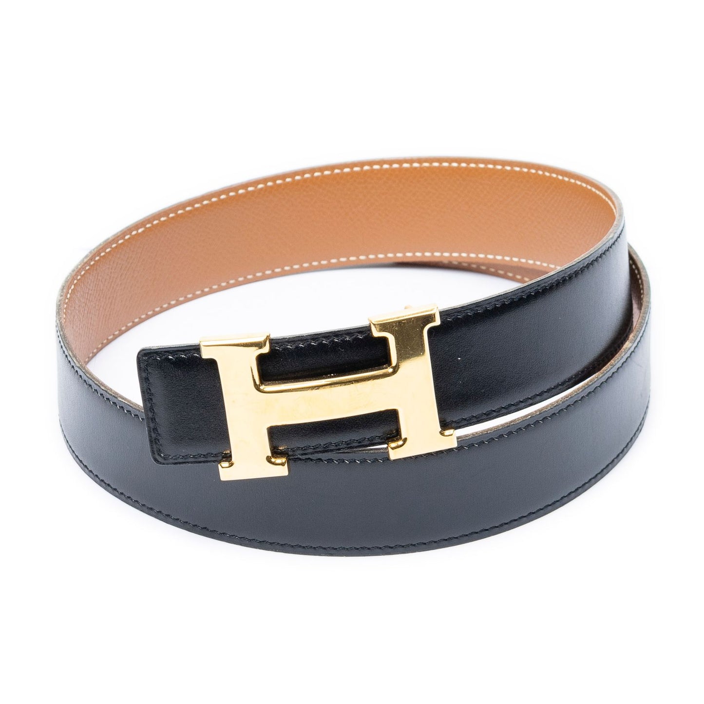 Hermes Constance Belt 32 Black Brown Box Leather