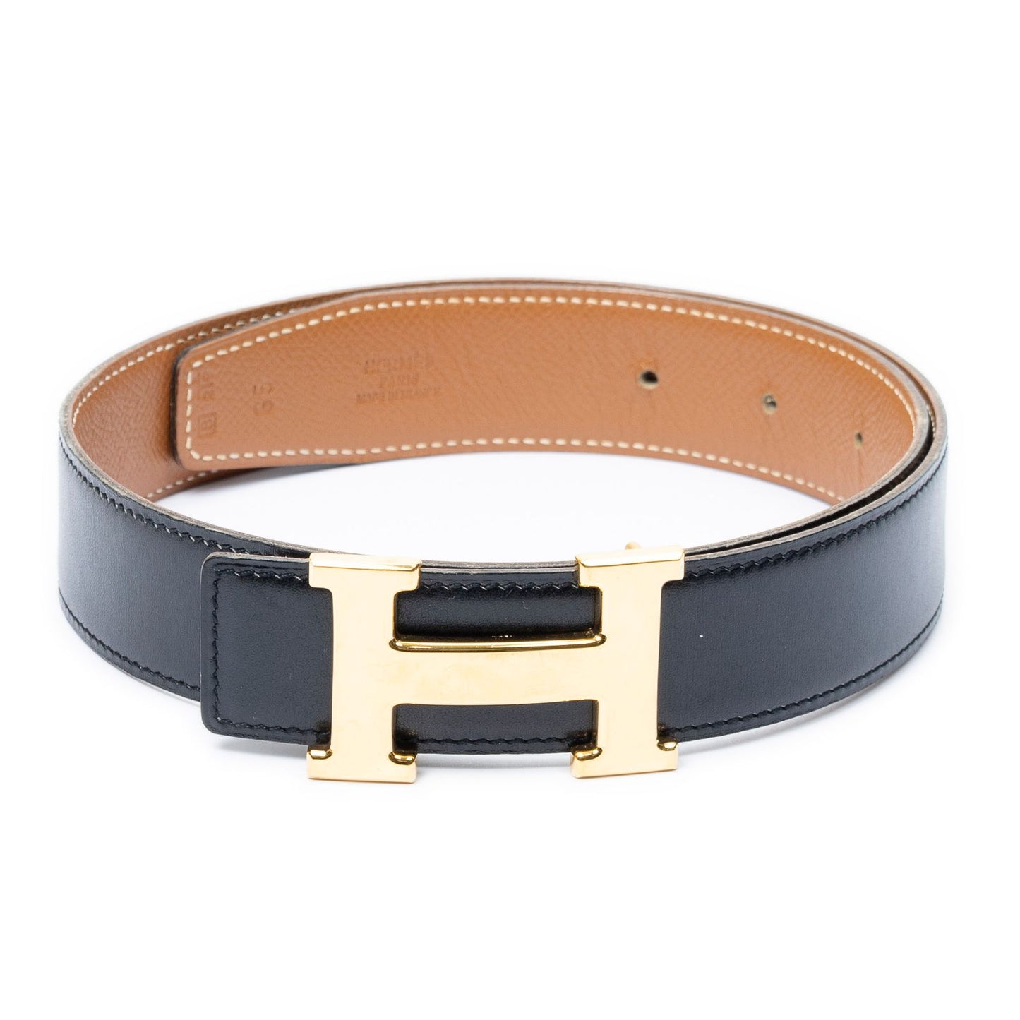Hermes Constance Belt 32 Black Brown Box Leather — view 2