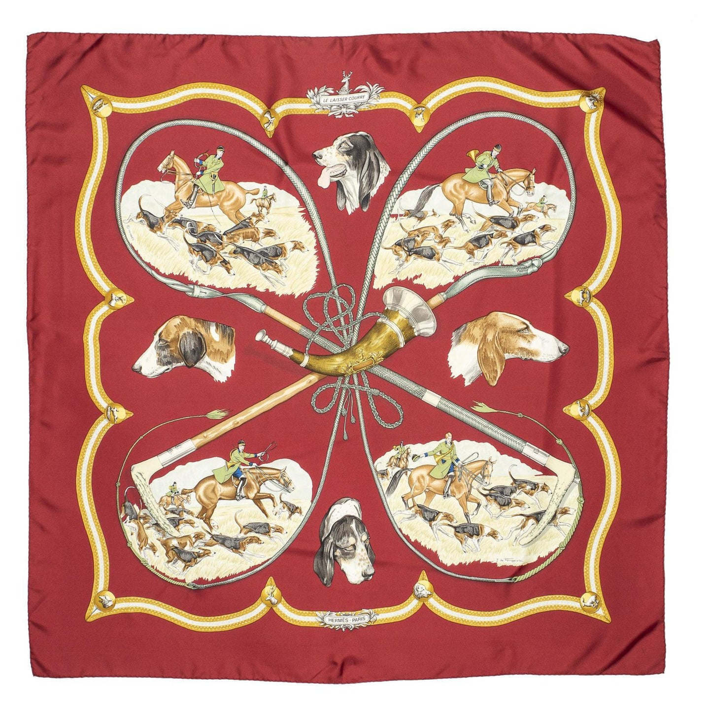 Hermes Scarf Red Brown 100% Twillsilk — view 2