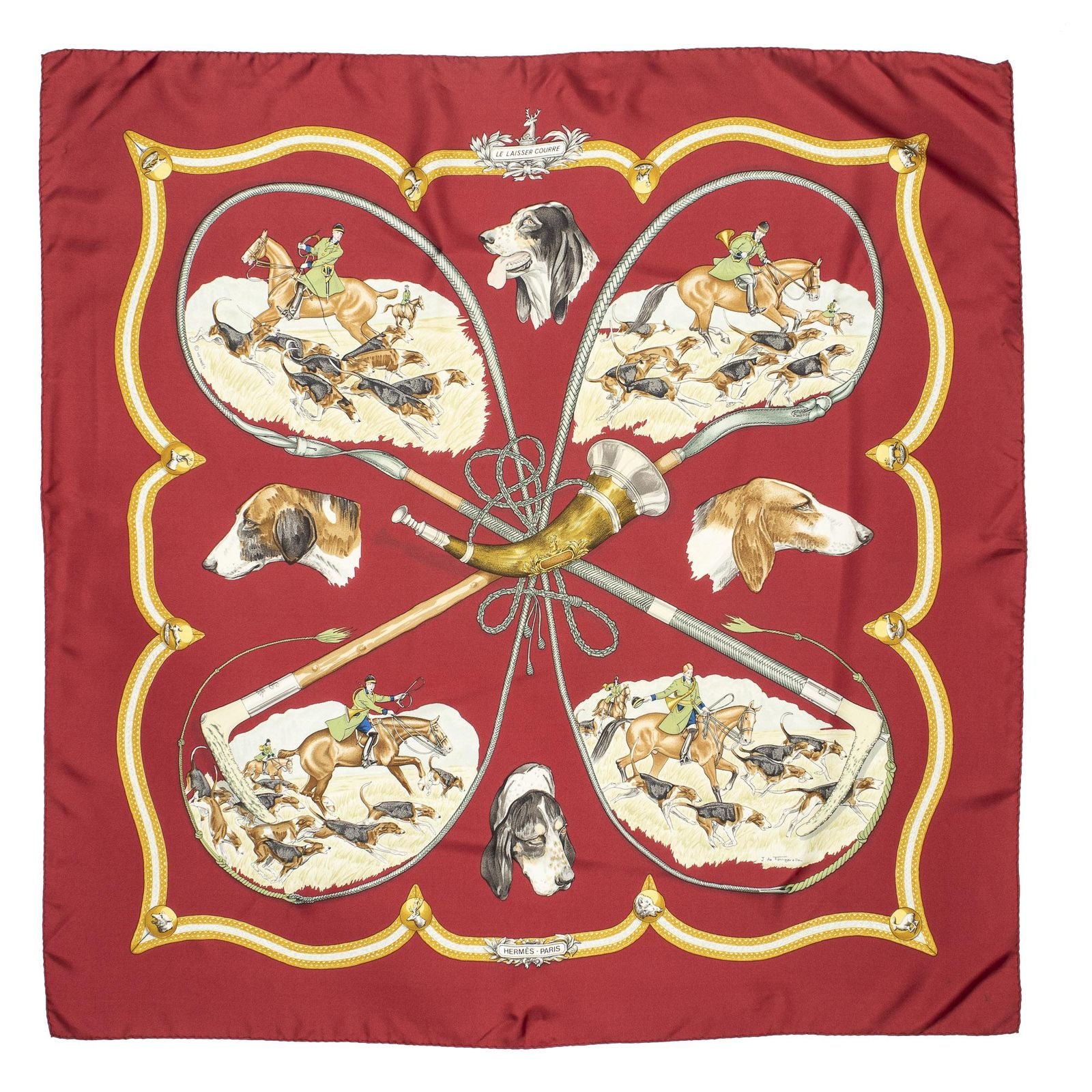 Hermes Scarf Red Brown 100% Twillsilk — view 2