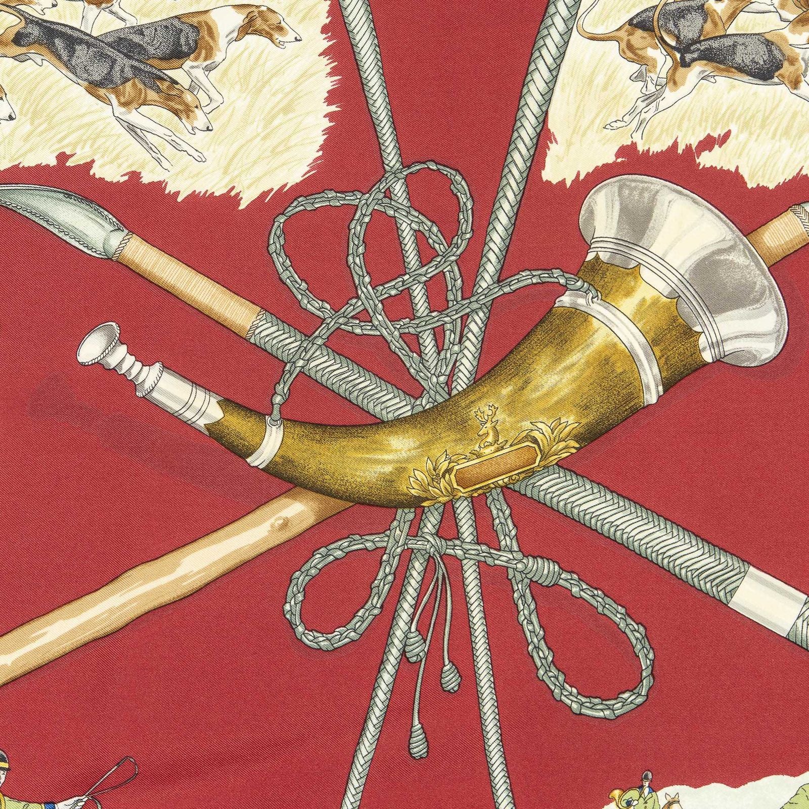 Hermes Scarf Red Brown 100% Twillsilk — view 3