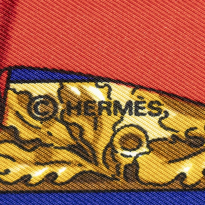 Hermes Scarf Blue Red Beige 100% Twillsilk — view 4