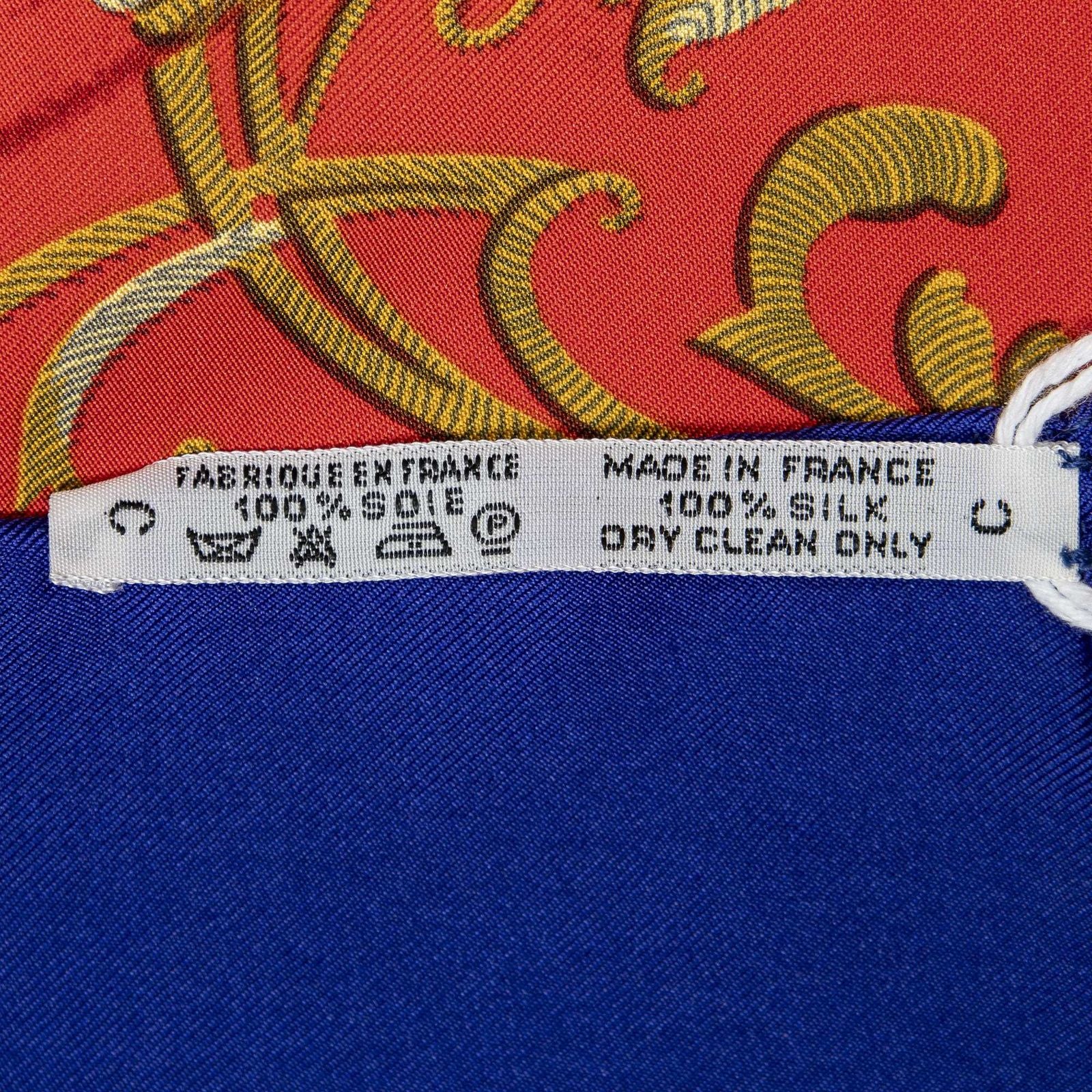 Hermes Scarf Blue Red Beige 100% Twillsilk — view 5