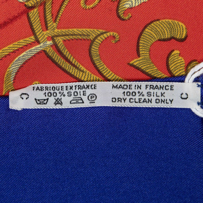 Hermes Scarf Blue Red Beige 100% Twillsilk — view 5
