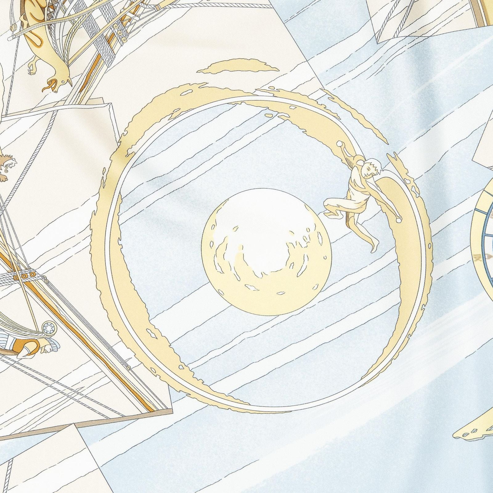 Hermes Scarf Light Blue Yellow Beige 100% Twillsilk — view 3