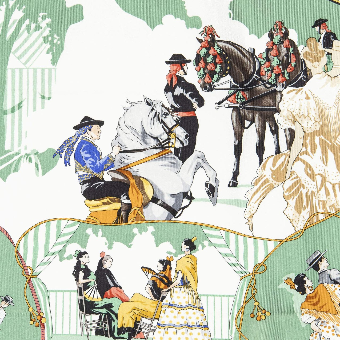 Hermes Scarf Green Yellow Blue 100% Twillsilk — view 3
