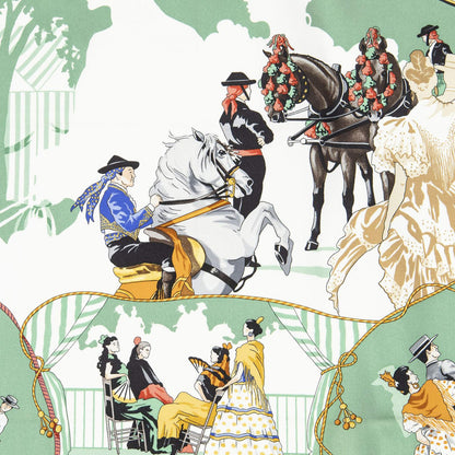 Hermes Scarf Green Yellow Blue 100% Twillsilk — view 3