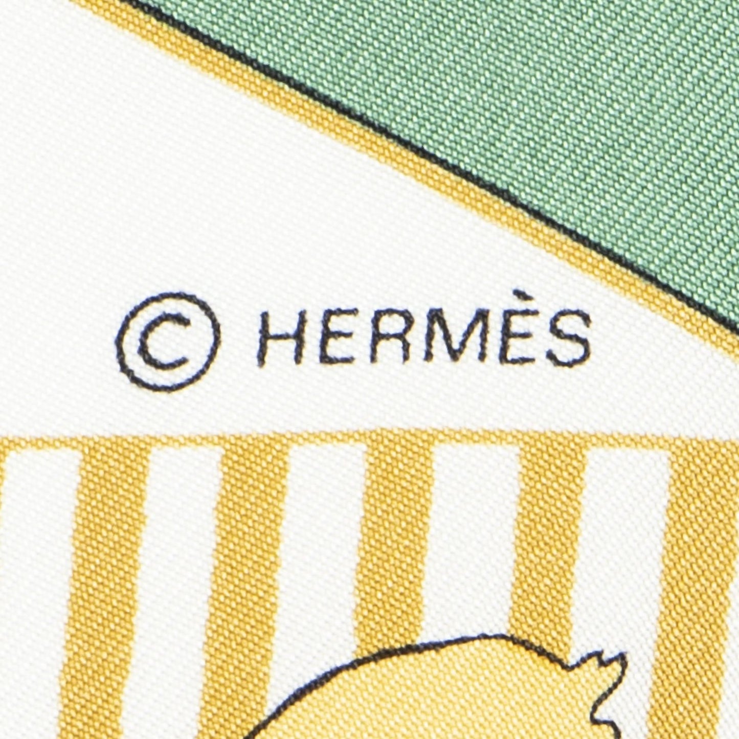 Hermes Scarf Green Yellow Blue 100% Twillsilk — view 4