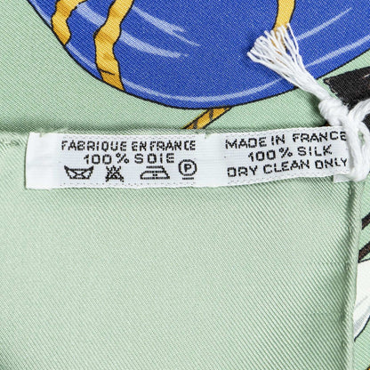 Hermes Scarf Green Yellow Blue 100% Twillsilk — view 5