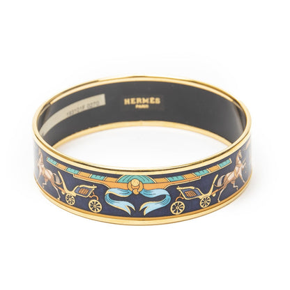 Hermes Enamel Bangle Navy Plating Bracelet — view 2