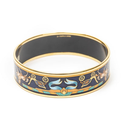 Hermes Enamel Bangle Navy Plating Bracelet — view 3