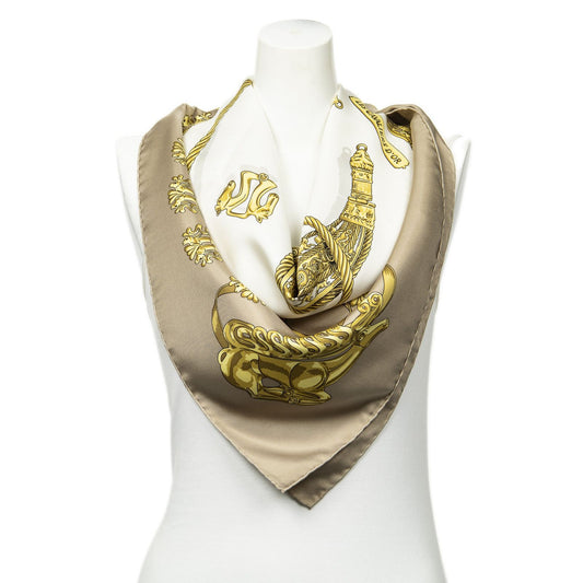 Hermes Scarf White 100% Twillsilk