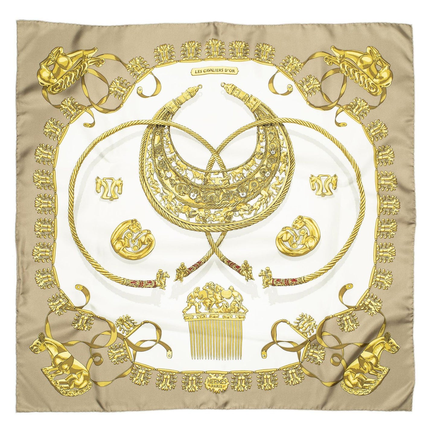 Hermes Scarf White 100% Twillsilk — view 2