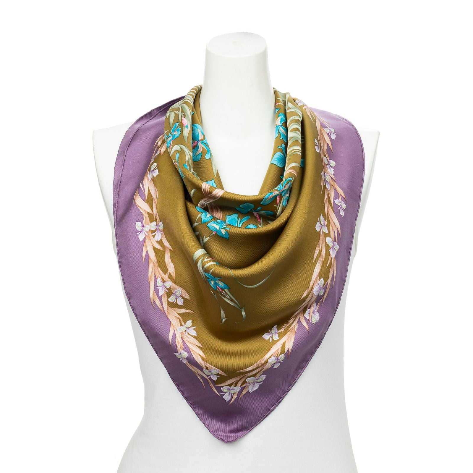 Hermes Scarf Purple Pink 100% Twillsilk