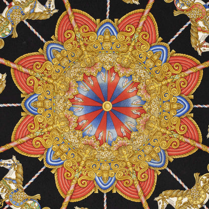 Hermes Scarf Black Gold Red 100% Silk — view 3