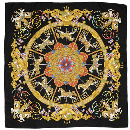 Hermes Scarf Black Gold Red 100% Silk — view 2