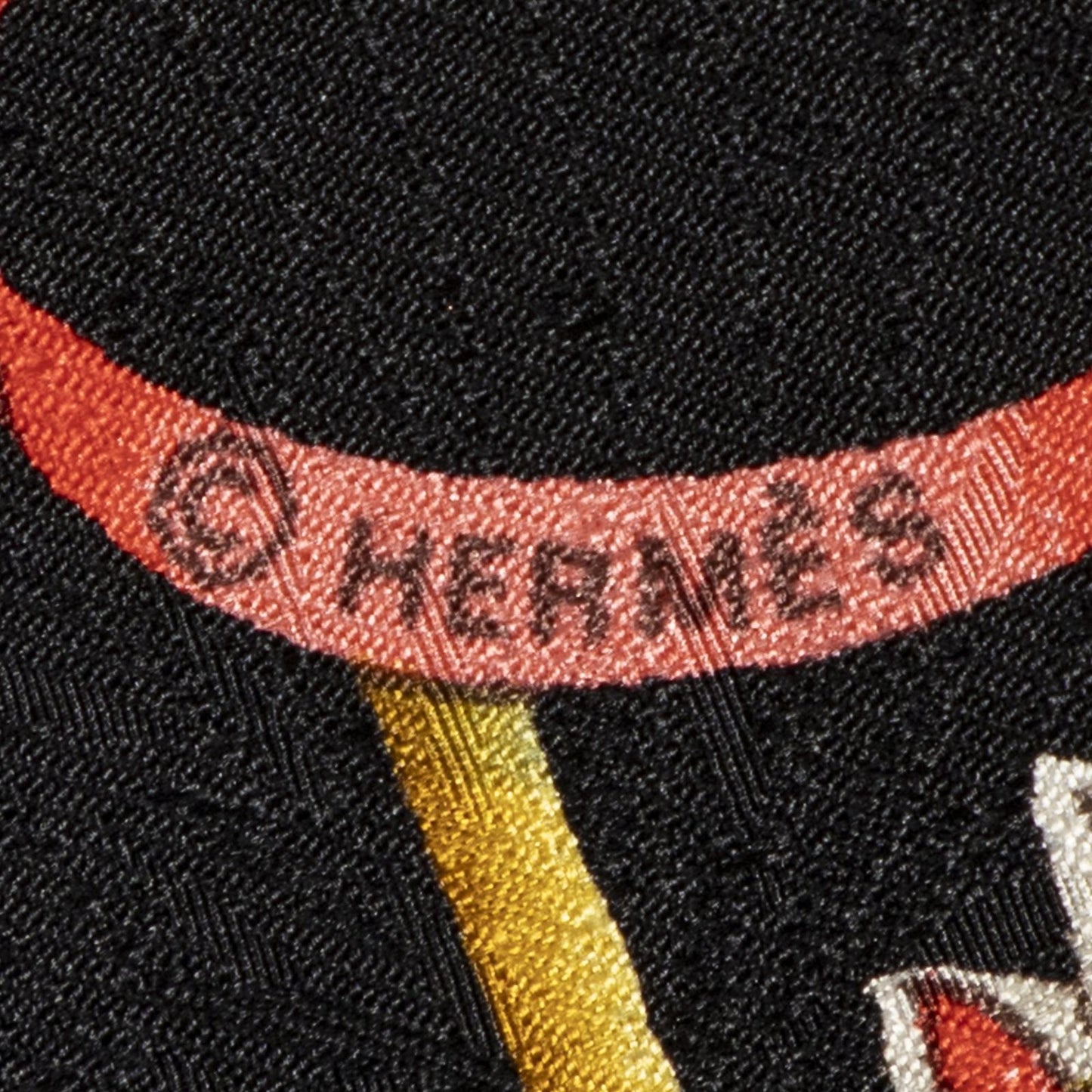 Hermes Scarf Black Gold Red 100% Silk — view 4