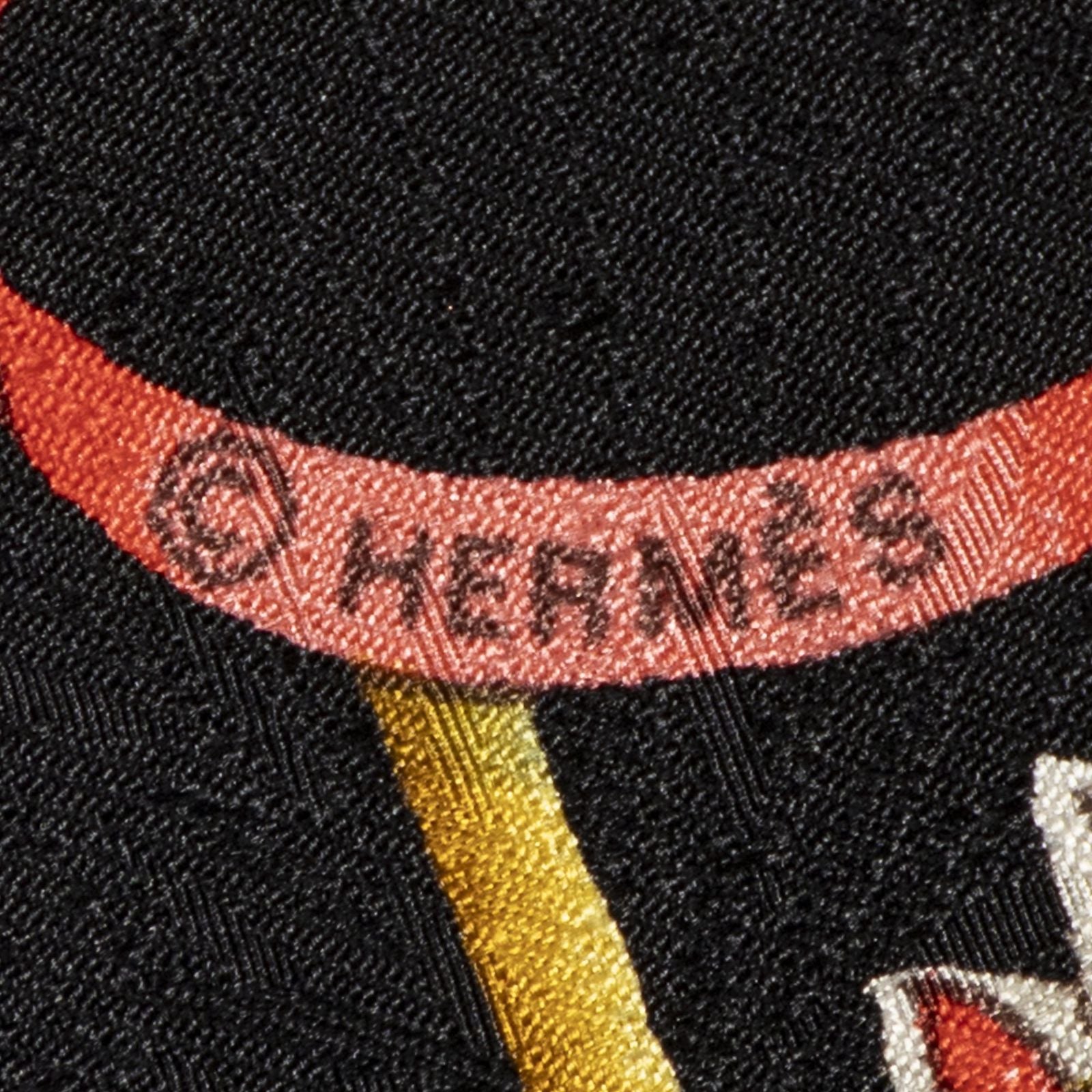 Hermes Scarf Black Gold Red 100% Silk — view 4
