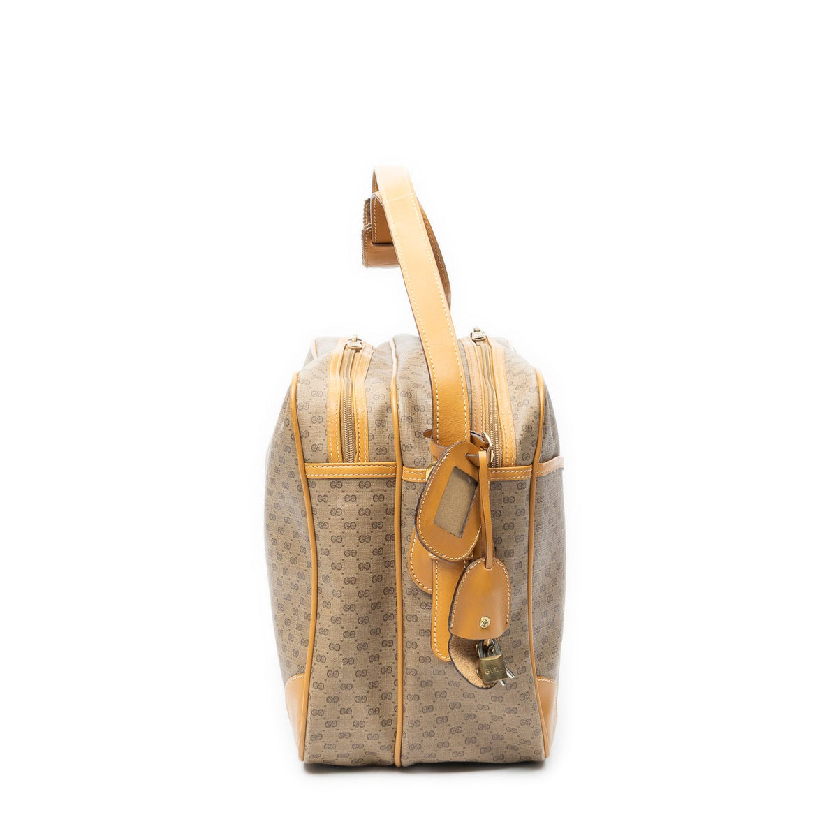 Gucci Vintage Flap Bag Messenger Tan Black Canvas — view 4