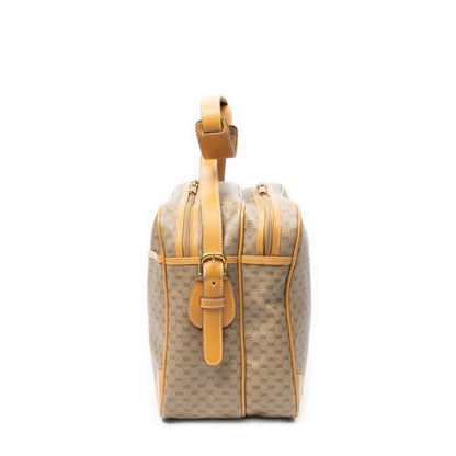 Gucci Vintage Flap Bag Messenger Tan Black Canvas — view 3