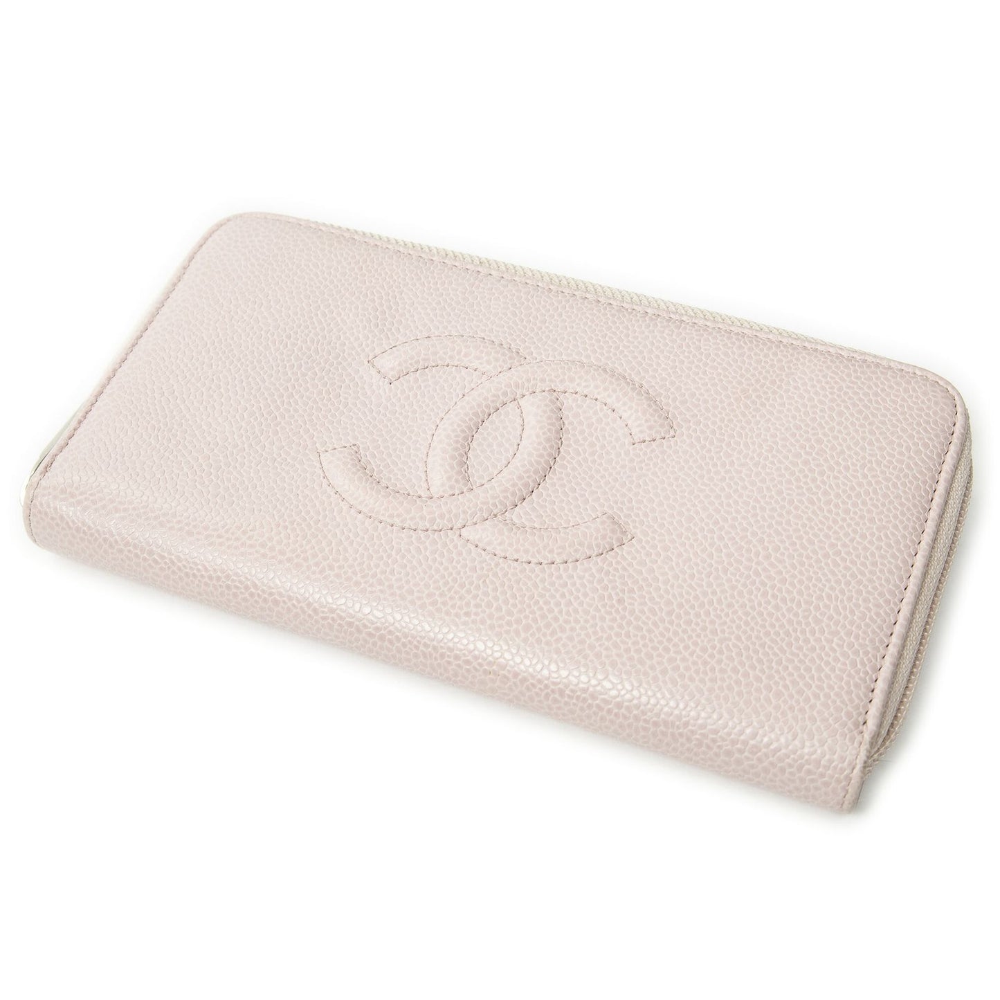 Chanel Timeless Zip Round Wallet Light Pink Caviar Leather Wallet