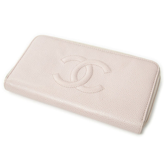 Chanel Timeless Zip Round Wallet Light Pink Caviar Leather Wallet