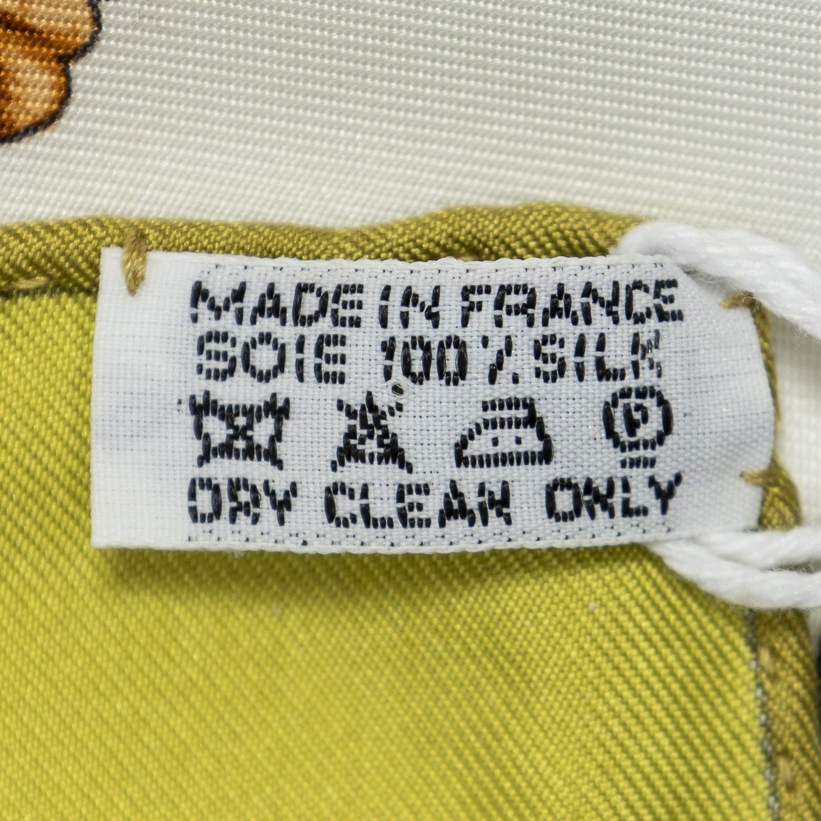 Hermes Scarf Green White Brown 100% Twillsilk — view 5