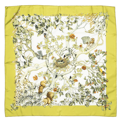 Hermes Scarf Green White Brown 100% Twillsilk — view 2