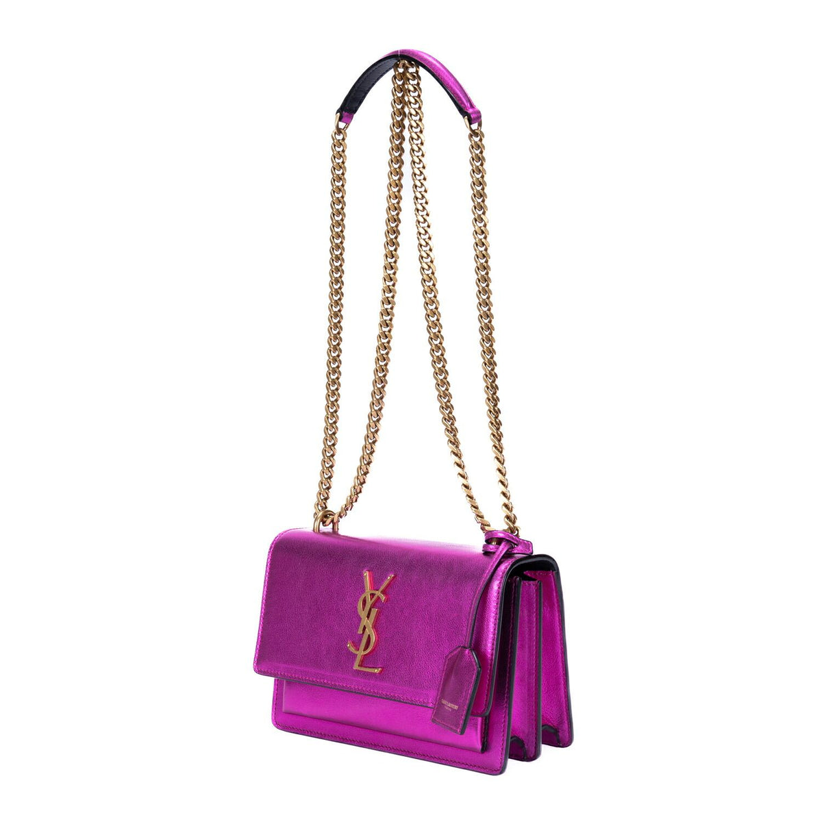Saint Laurent Metallic Small Sunset Metallicpink Calfskina Shoulder Bag — view 2